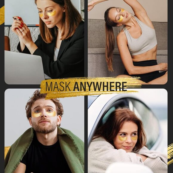 24k Gold Under Eye Patches (6 Pairs) eye mask, Collagen Skin Care, Eye Puffiness - Picture 4 of 9